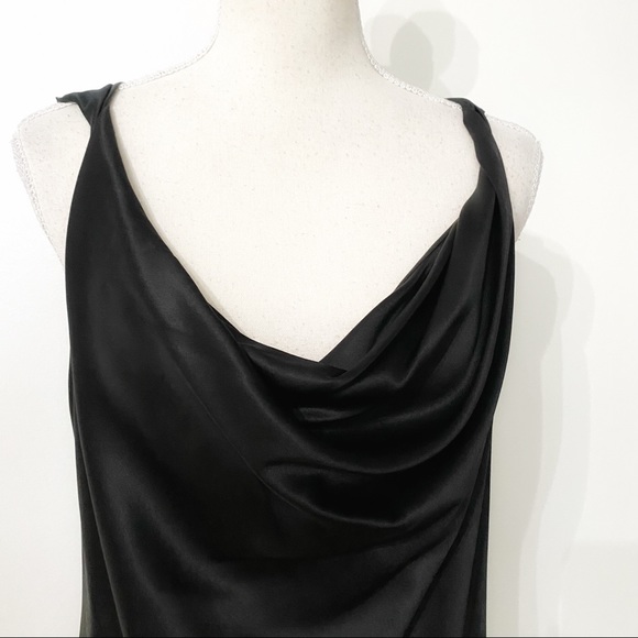 DKNY BLACK SILK BLEND COWL NECK FORMAL TANK TOP - 4 - Picture 4 of 7